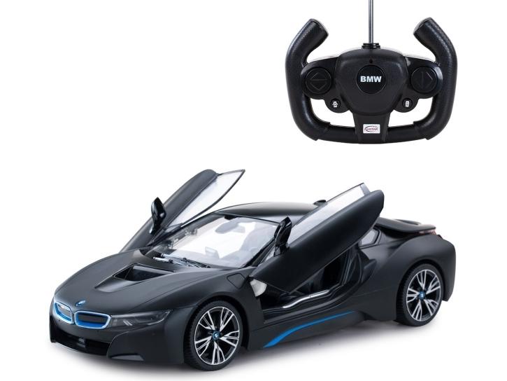 BMW I8 Fjernstyret Bil 1:14 - Sort med Remote Døråbning