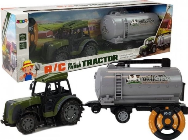 Lean Sport Grøn Traktor Med ælketankanhænger Fjernstyret 2.4g - Lean Cars Fjernstyret  - 5903802458190