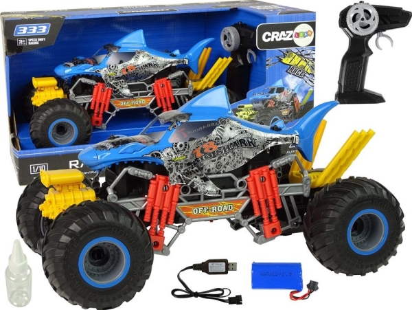 Leantoys Terrænbil Fjernstyret Haj 1:10 2.4g Blå 15 Damp - Leantoys Fjernstyret  - 5903802453256