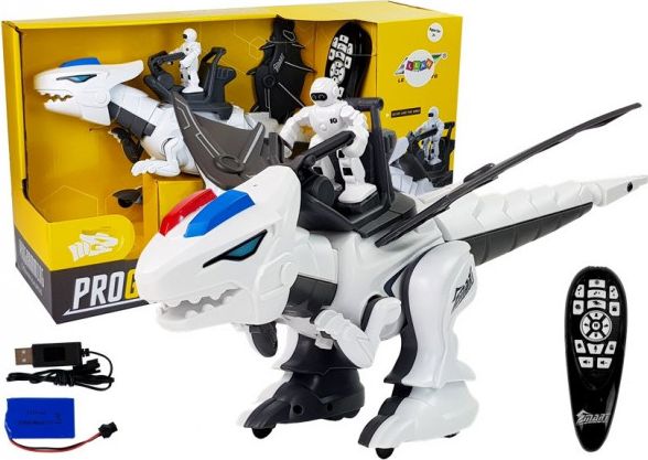 Leantoys Dinosaur Tyrannosaurus Robot Interaktiv Fjernstyret K18 Programmering Hvid - Lean Sport Fjernstyret  - 5903802458404