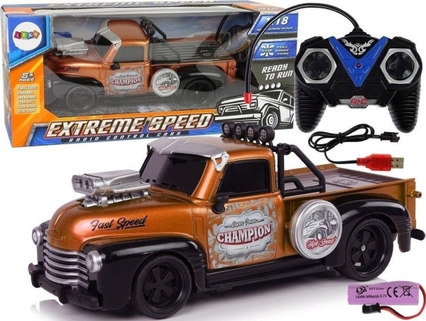 Leantoys Fjernstyret 1:18 Brun Pick Truck - Leantoys Fjernstyret  - 5904665991237