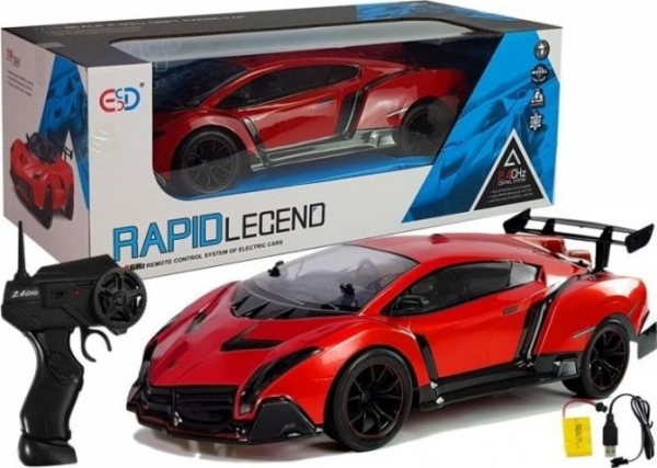 Lean Cars Sports Fjernstyrede Sportsbiler 1:10 Rød - Leantoys Fjernstyret  - 5907625589598