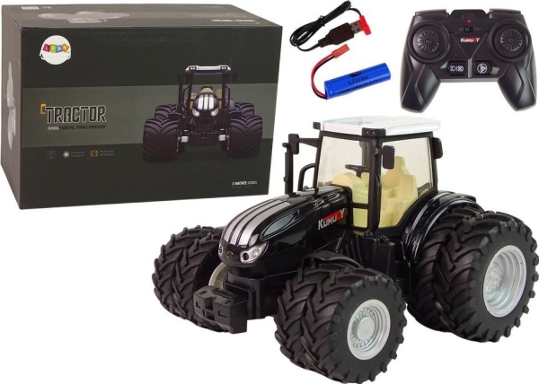 Leantoys Fjernstyret Traktor Sort 2,4g Metal - Leantoys Fjernstyret  - 5905323215467