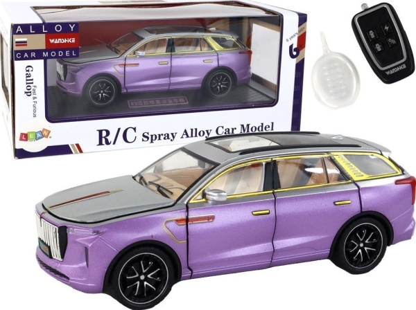Leantoys 1:24 Bil 9 Aluminium Fjernstyret Køretøj Lilla - Leantoys Fjernstyret  - 5905679078143