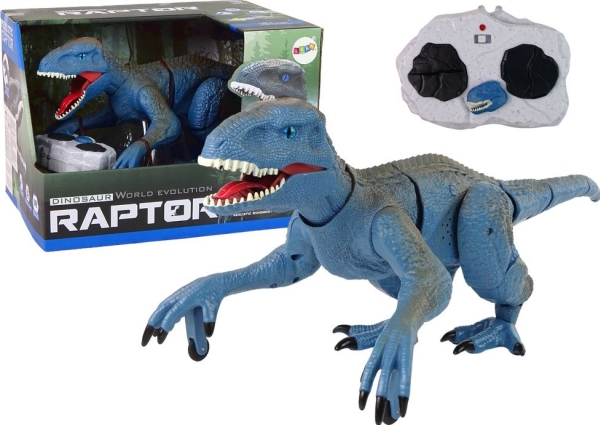 Leantoys Fjernstyret Velociraptor Dinosaur Figur Lyd Brølende Blå - Leantoys Fjernstyret  - 5905214970277