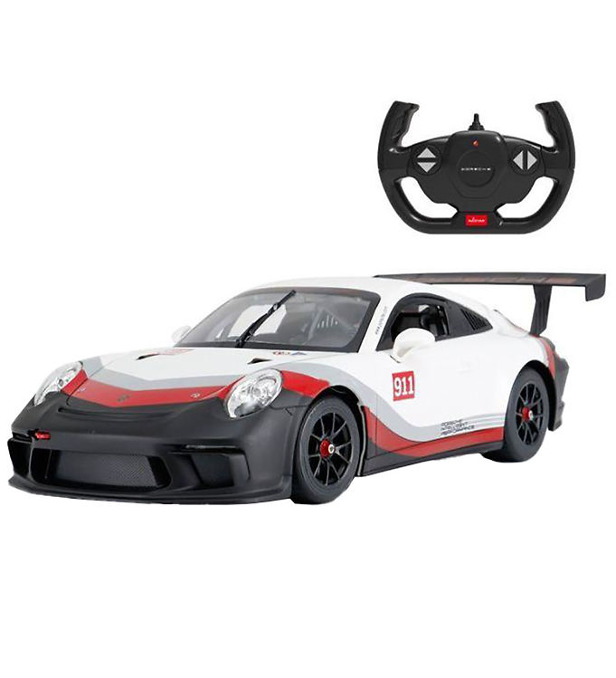 Hvid/Rød/Sort Rastar Fjernstyret Billys Porsche 911 Gt3 Cup 1:14 - Rastar Fjernstyret  - 6930751313439