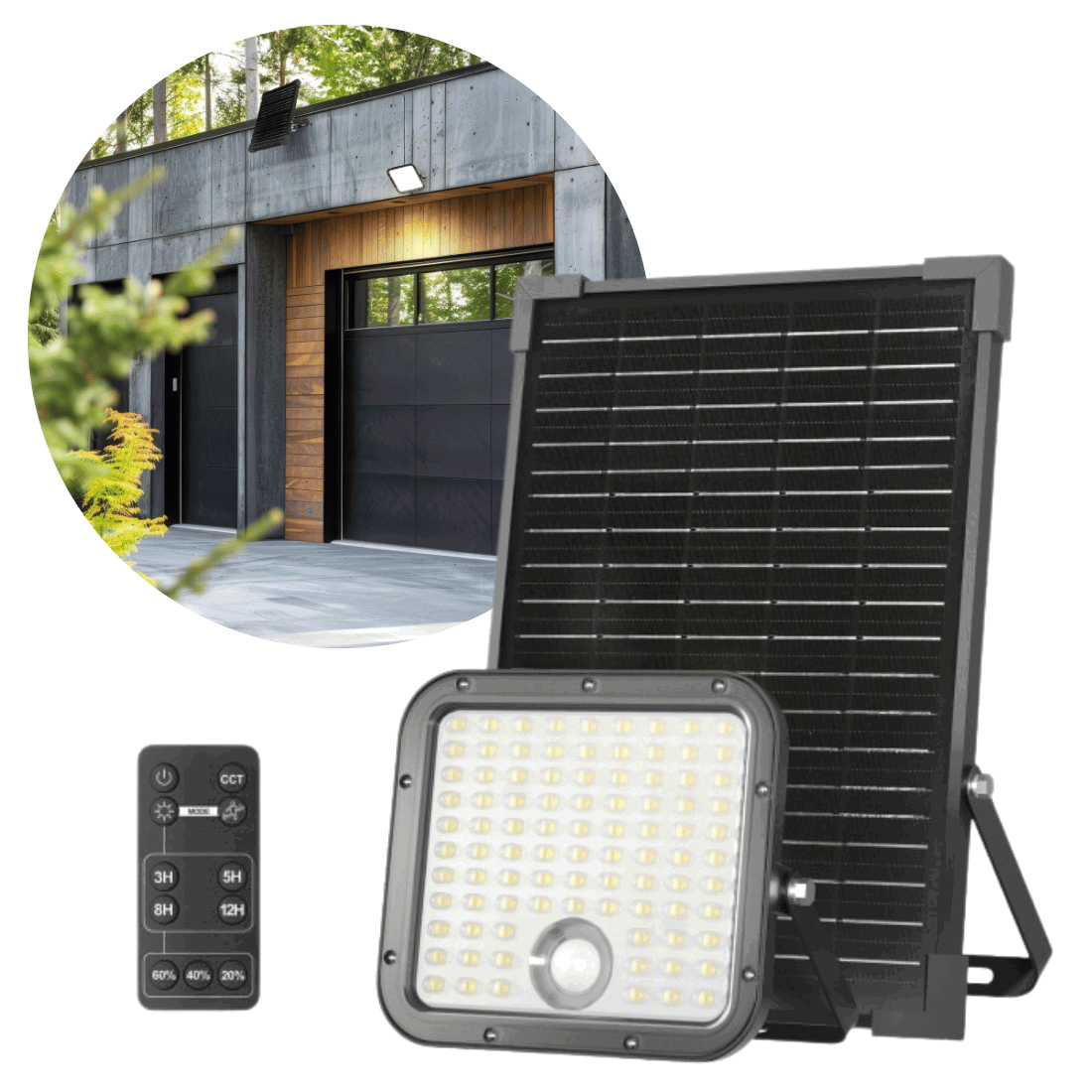 Solcelle Projektør Sensor Fjernstyret 30w 4800lm Cct Ip65 - Fjernstyret  - 5902201387117