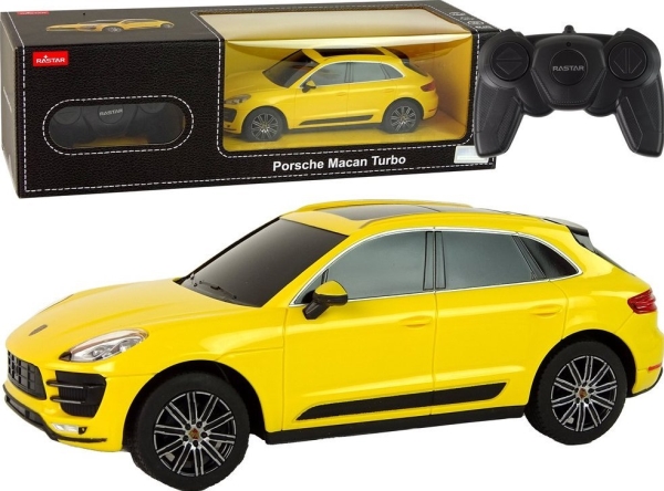 Gul Car Porsche Macan Turbo Rastar : Yellow - Leantoys Fjernstyret  - 5905515356558