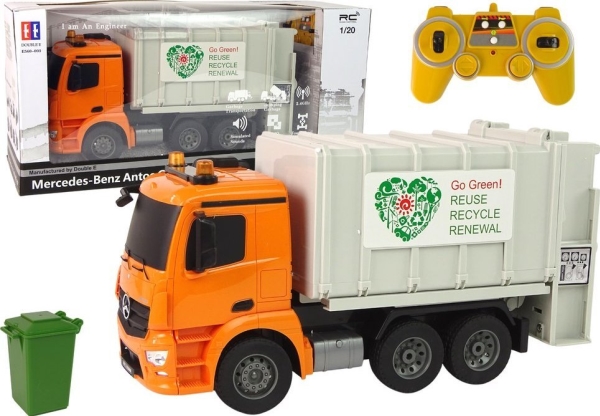 Mercedes Fjernstyret Skraldebil Mercedes Benz Antos Orange Bin - Mercedes Fjernstyret  - 5905323210370