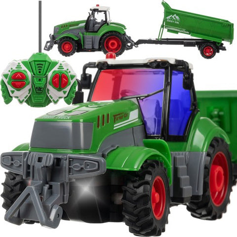 Fjernstyret Traktor Med Trailer Tipper Sjov For Børn - Kruzzel Fjernstyret  - 5900779954267