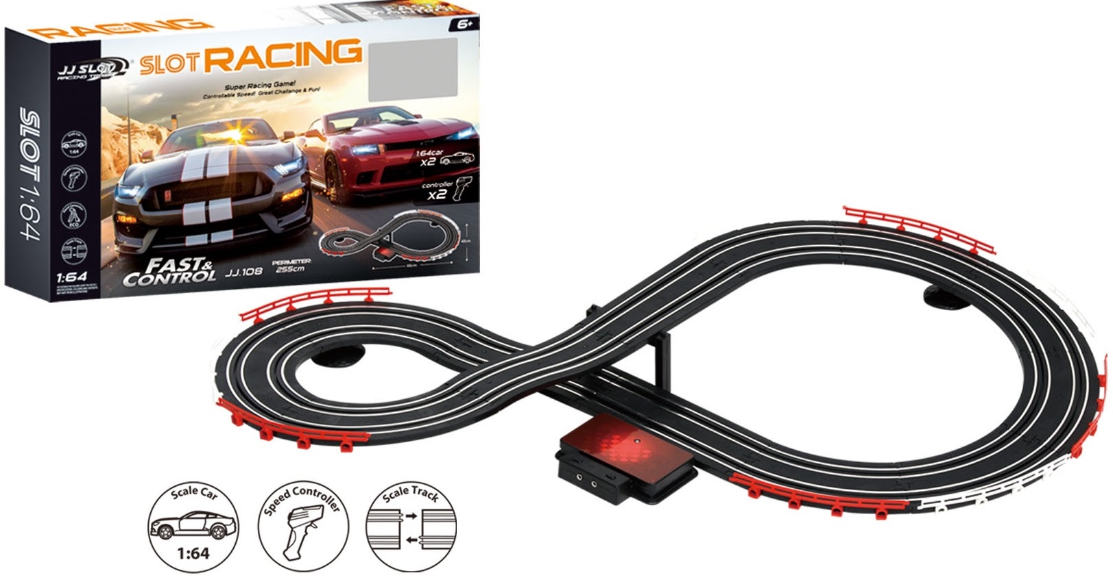 Fast & Control Racerbane Til Børn 255cm : - Jj Slot Fjernstyret  - 5712548143372