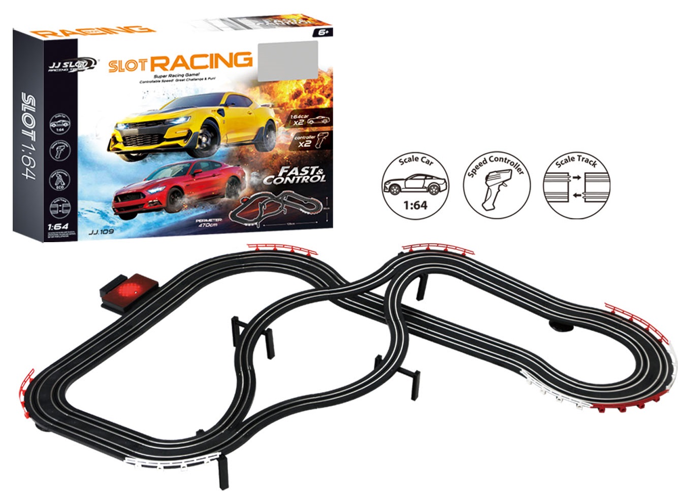 Fast & Control Racerbane Til Børn 470cm : - Jj Slot Fjernstyret  - 5712548143389