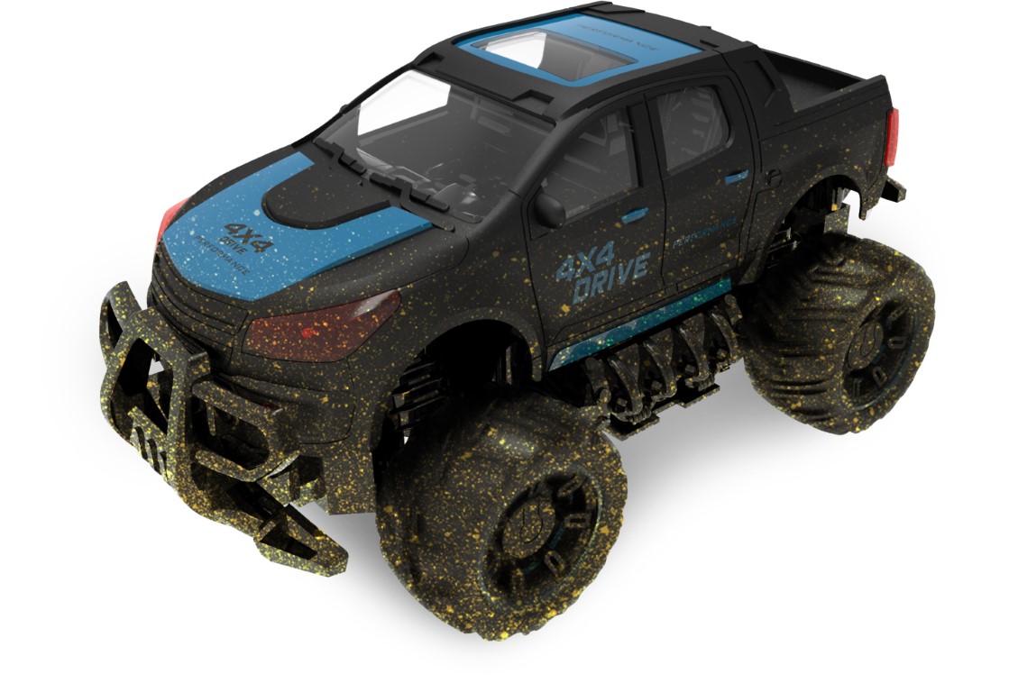 Fjernstyret Mud Off Road Truck : Sort Blå - Mcu Fjernstyret  - 5712548146090