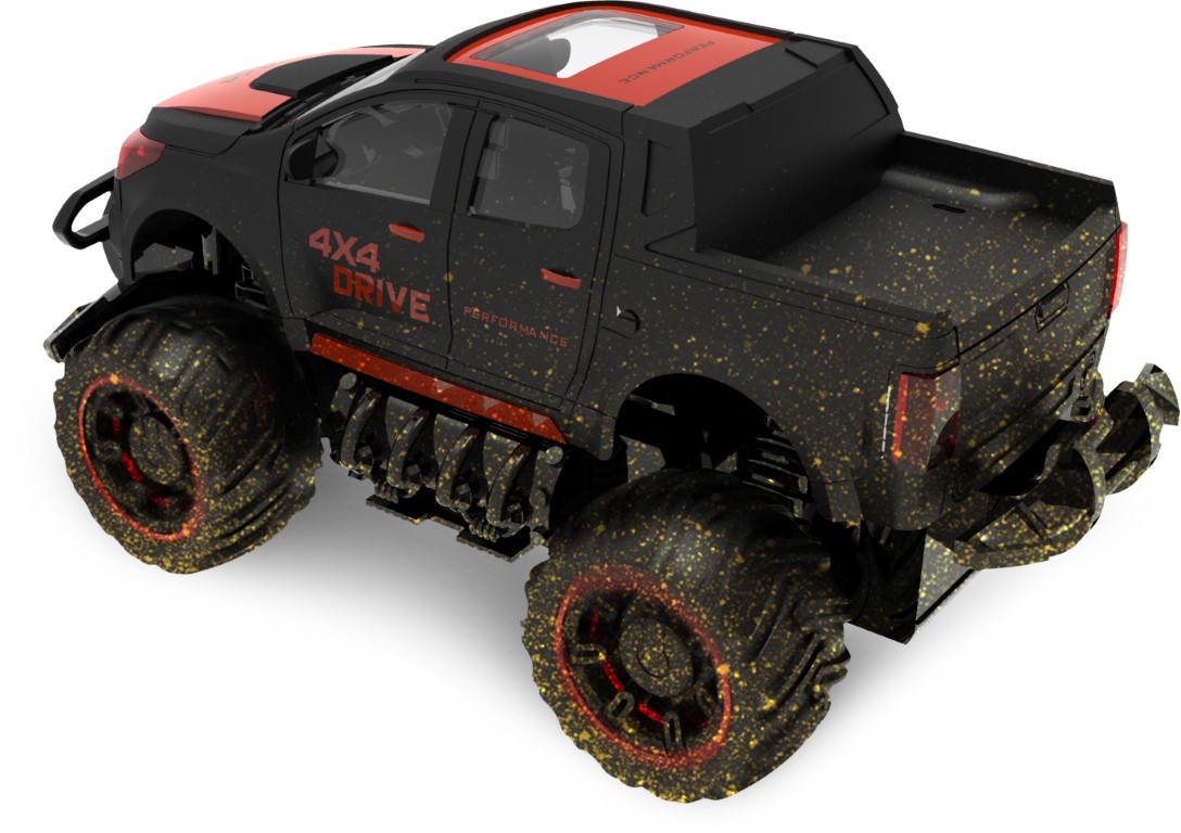 Fjernstyret Mud Off Road Truck : Sort Rød - Mcu Fjernstyret  - 5712548146083