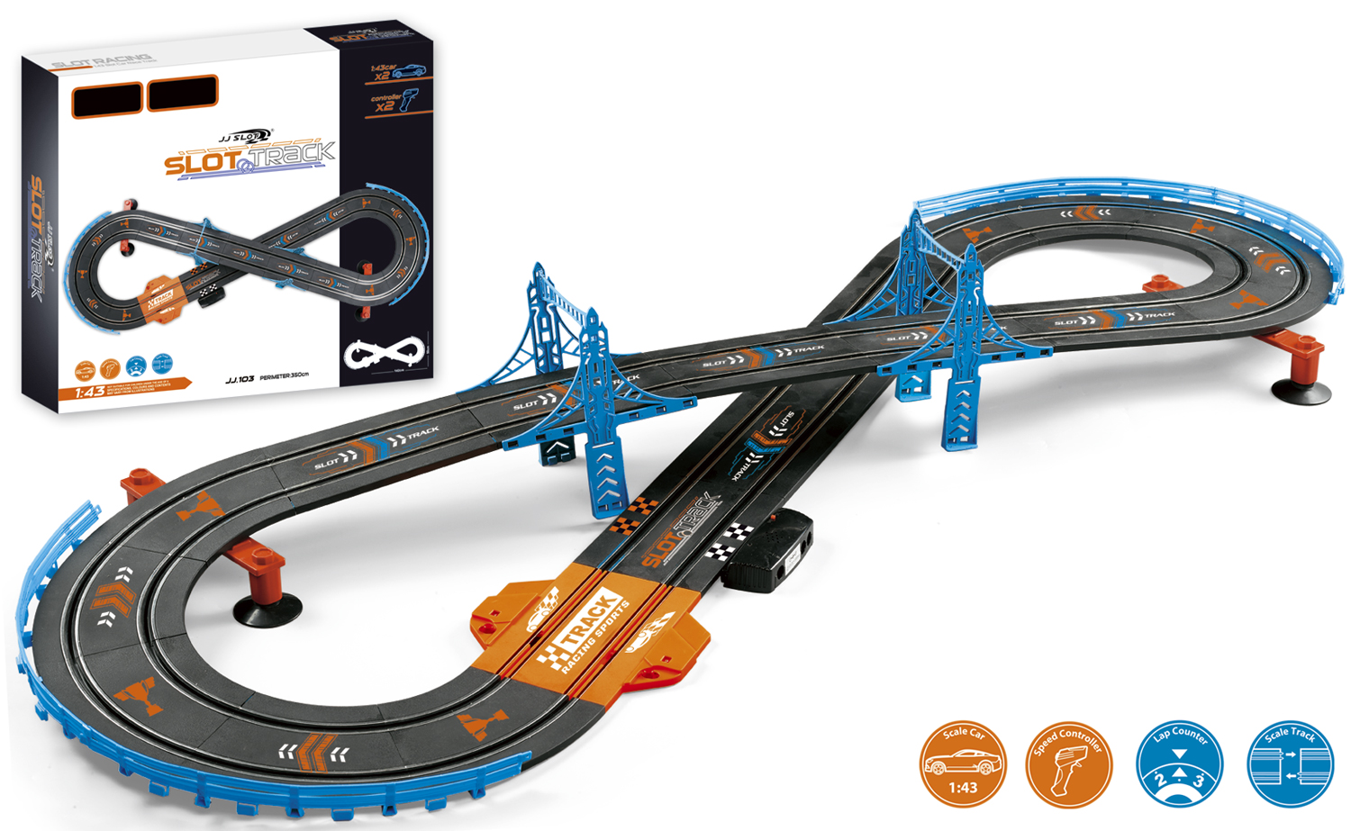 Slot Racerbane 350cm : - Jj Slot Fjernstyret  - 5712548143747